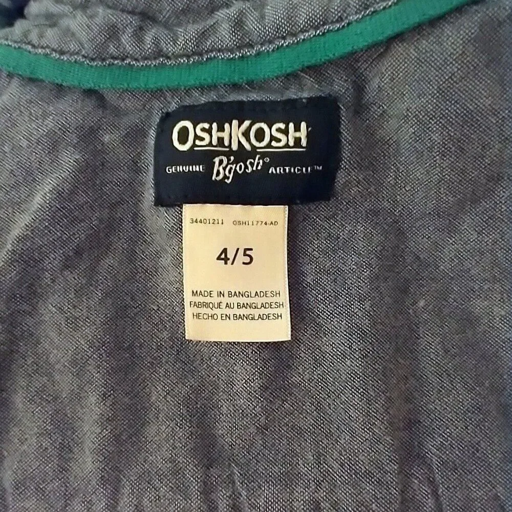 OshKosh Green Plaid Button Down Shirt Size 4-5